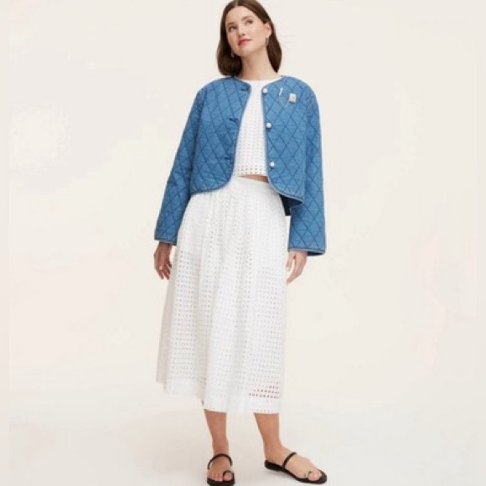 NWT. Kate Spade NY x Target quilted denim jacket with pearl buttons. Size XL.